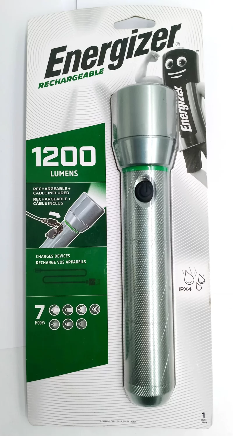 Energizer Lampe torche LED rechargeable Energizer 1200 lumens – Modèle classique en aluminium