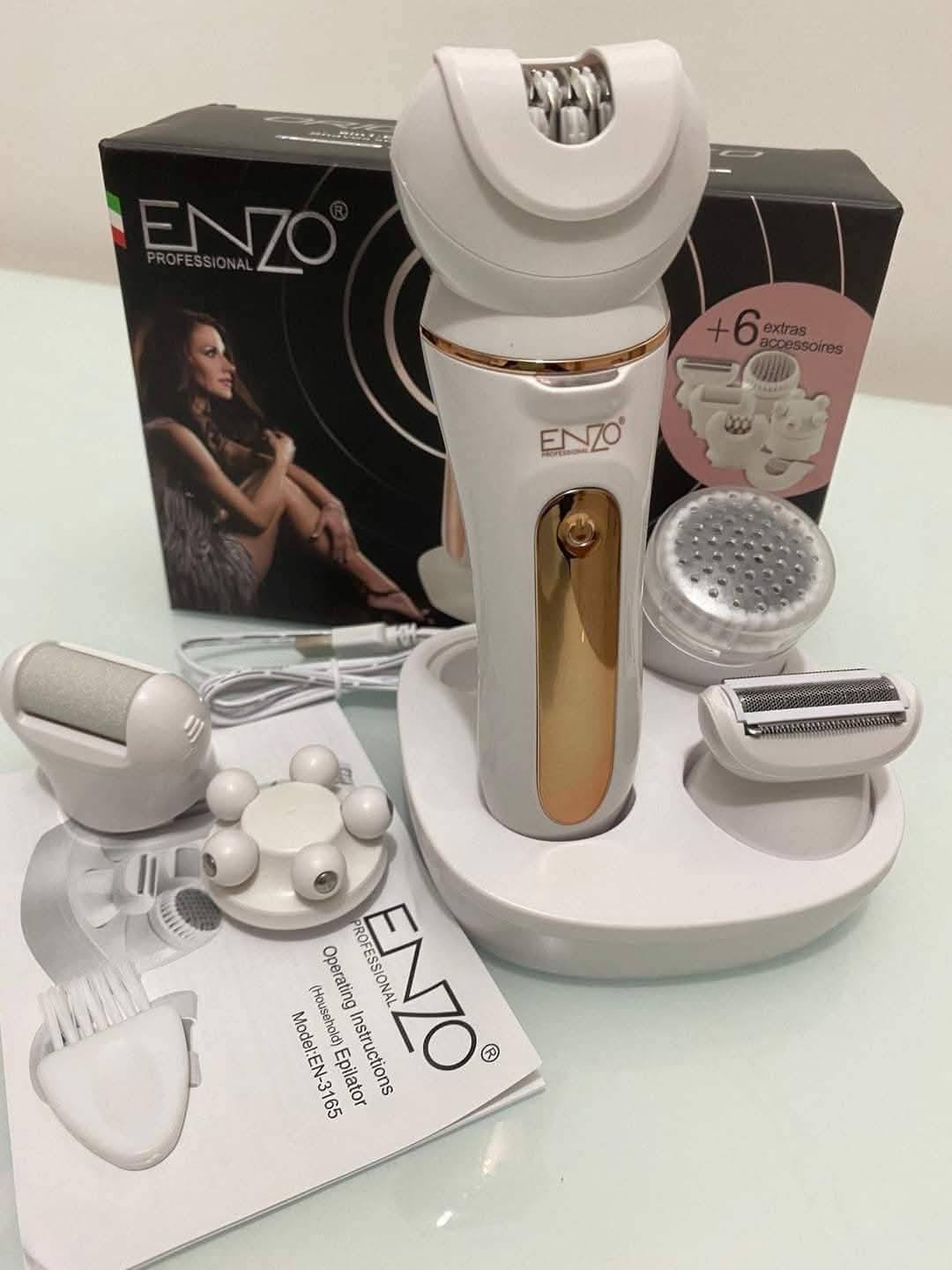 ENZO EN-3165 – Épilateur électrique 5-en-1 rechargeable pour soins complets du visage et du corps