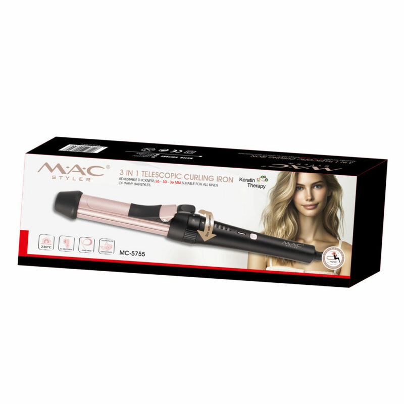 Fer à Boucler Digital Professionnel Mac Styler MC-5755 – Chauffage Rapide, Revêtement Nano, 230 °C