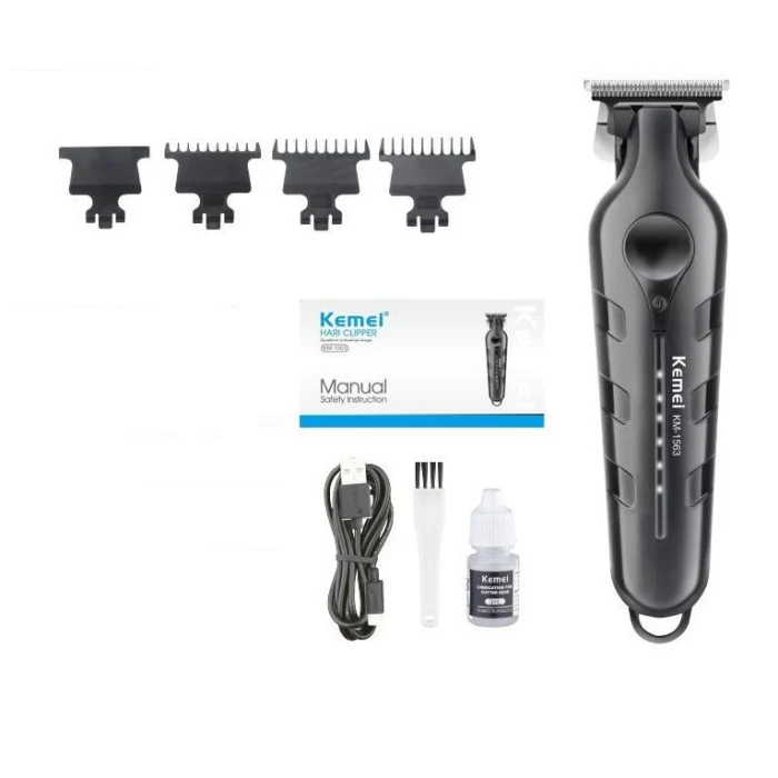 Kemei KM-1563 Tondeuse électrique Sans fil, rechargeable USB, coupe 0 mm, moteur 7200 tr/min