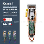 Kemei KM-2709PG Tondeuse professionnelle – Autonomie 3h, lames acier inoxydable, design transparent avec écran LCD