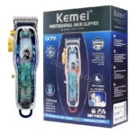 Kemei KM-2709PG Tondeuse professionnelle – Autonomie 3h, lames acier inoxydable, design transparent avec écran LCD
