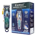 Kemei KM-2709PG Tondeuse professionnelle – Autonomie 3h, lames acier inoxydable, design transparent avec écran LCD