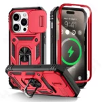 Coque pour iPhone 16 15 14 13 12 11 Pro XS Max XR Plus, Protection d'armure de qualité militaire coulissante, couverture d'armure rotative à 360 degrés
