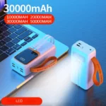 Power Bank - Batterie externe à charge super rapide 66W, 50000mAh, 20000mAh, câble intégré, grande capacité, portable, alimentation mobile extérieure,