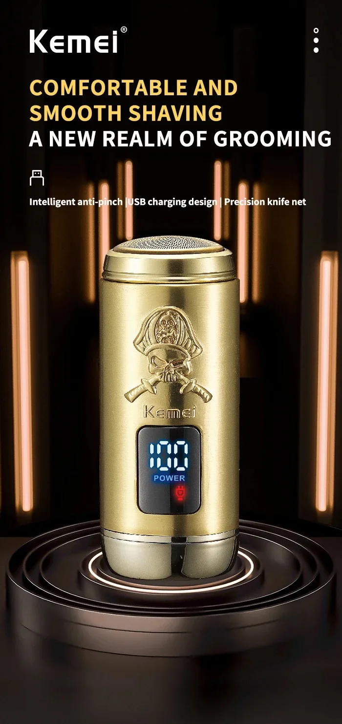 Kemei KM-C57 Rasoir Électriques Hommes USB-C Rechargeable Sans Fil doré gold Kemei KM-C57 Rasoir Électriques Hommes USB-C Rechargeable Sans Fil doré gold - - Boutique Algérie