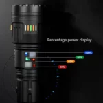 Torche LED laser Lampe de poche , 15000lm, 7 modes, batterie externe, affichage extérieur, n'aime, torche d'urgence, lanterne de camping
