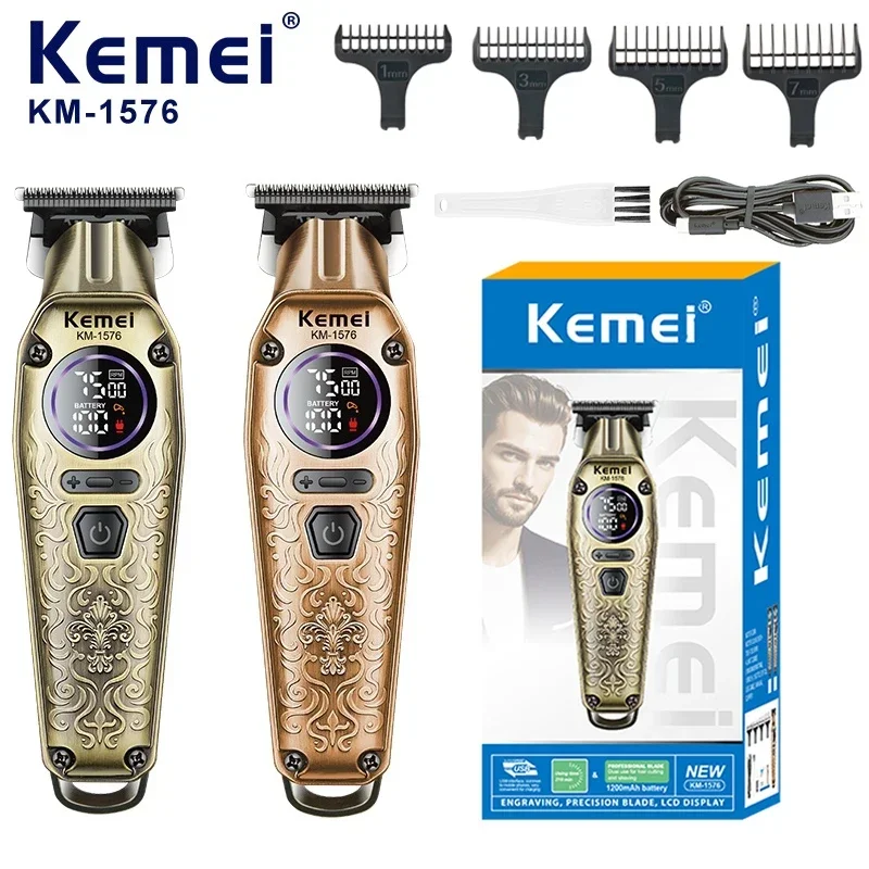 Kemei KM-1576 USB numérique rapide afficheur lcd doré gold lame en céramique, batterie 1200 mAh