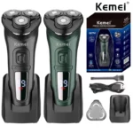 Kemei KM-2805 LCD dislay IPX7 rasoir électrique étanche pour hommes barbe sèche humide rasoir électrique machine de rasage du visage rechargeable