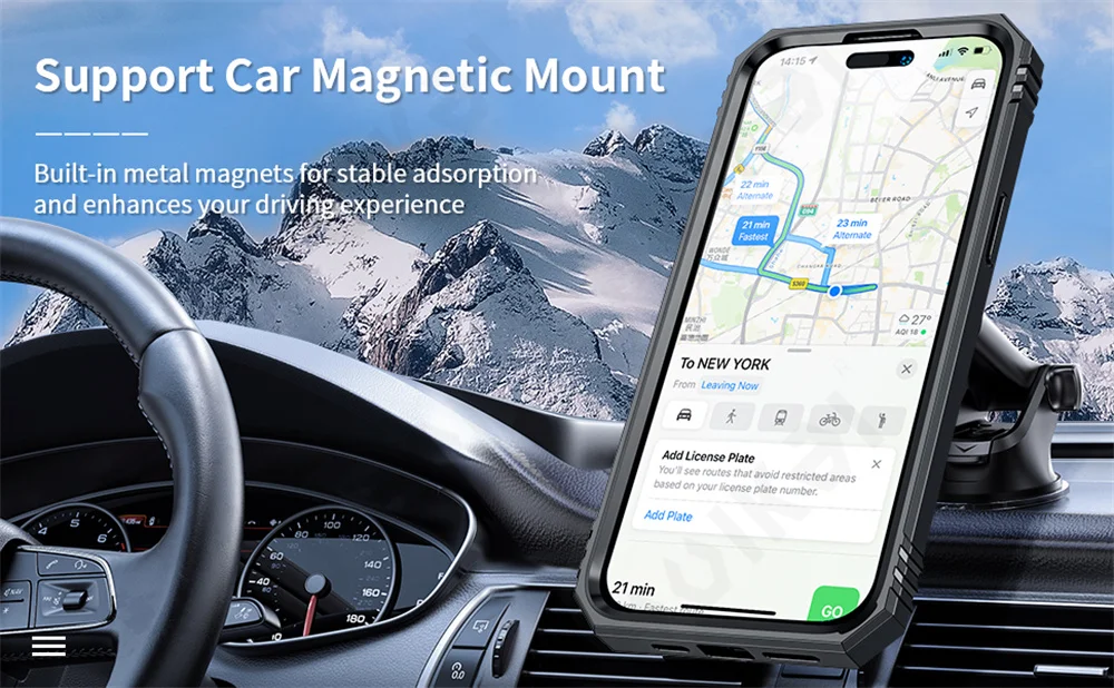 Coque pour iPhone 16 15 14 13 12 11 Pro XS Max XR Plus, Protection d'armure de qualité militaire coulissante, couverture d'armure rotative à 360 degrés