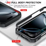 Coque pour iPhone 16 15 14 13 12 11 Pro XS Max XR Plus, Protection d'armure de qualité militaire coulissante, couverture d'armure rotative à 360 degrés