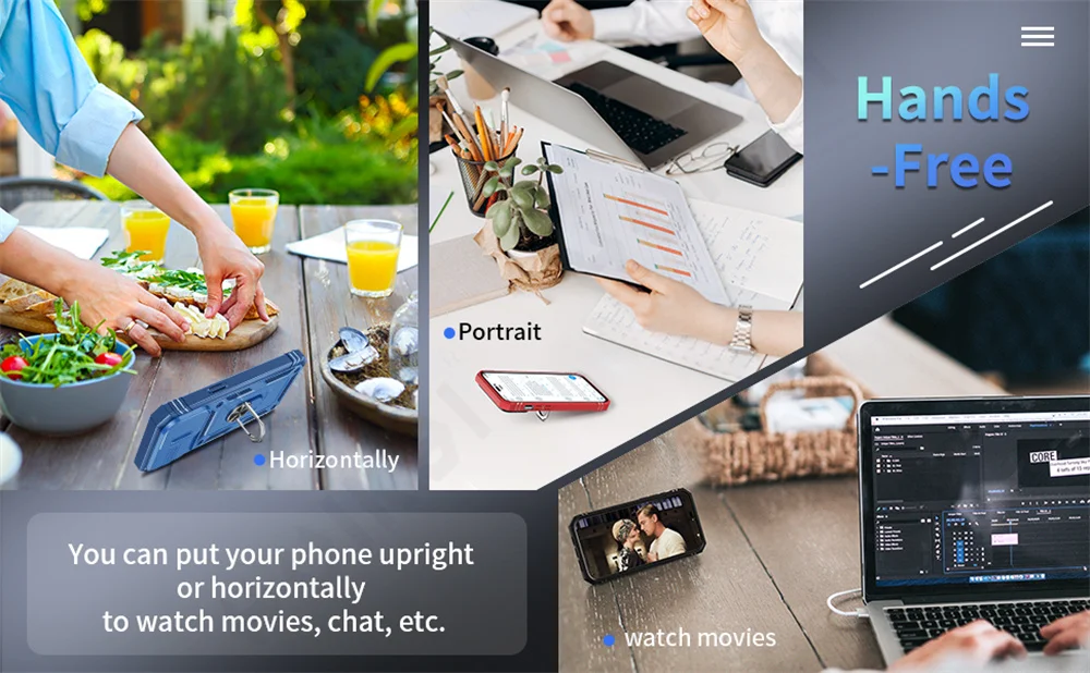 Coque pour iPhone 16 15 14 13 12 11 Pro XS Max XR Plus, Protection d'armure de qualité militaire coulissante, couverture d'armure rotative à 360 degrés