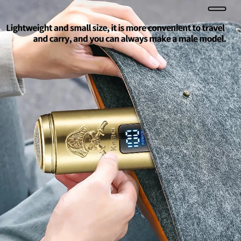 Kemei KM-C57 Rasoir Électriques Hommes USB-C Rechargeable Sans Fil doré gold