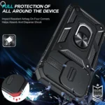 Coque pour iPhone 16 15 14 13 12 11 Pro XS Max XR Plus, Protection d'armure de qualité militaire coulissante, couverture d'armure rotative à 360 degrés