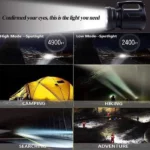 King light S900 Lampe torche LED rechargeable – 3 modes d’éclairage