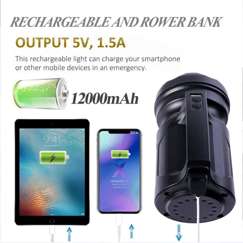 King light S900 Lampe torche LED rechargeable – 3 modes d’éclairage