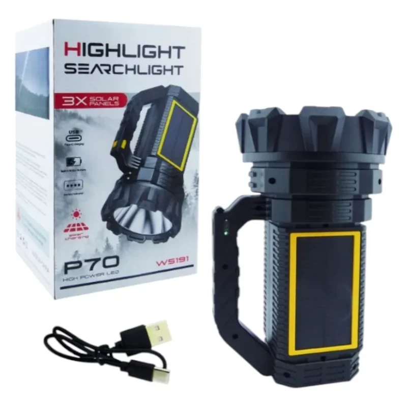 Lampe de poche LED solaire professionnelle P70 – Modèle W5191