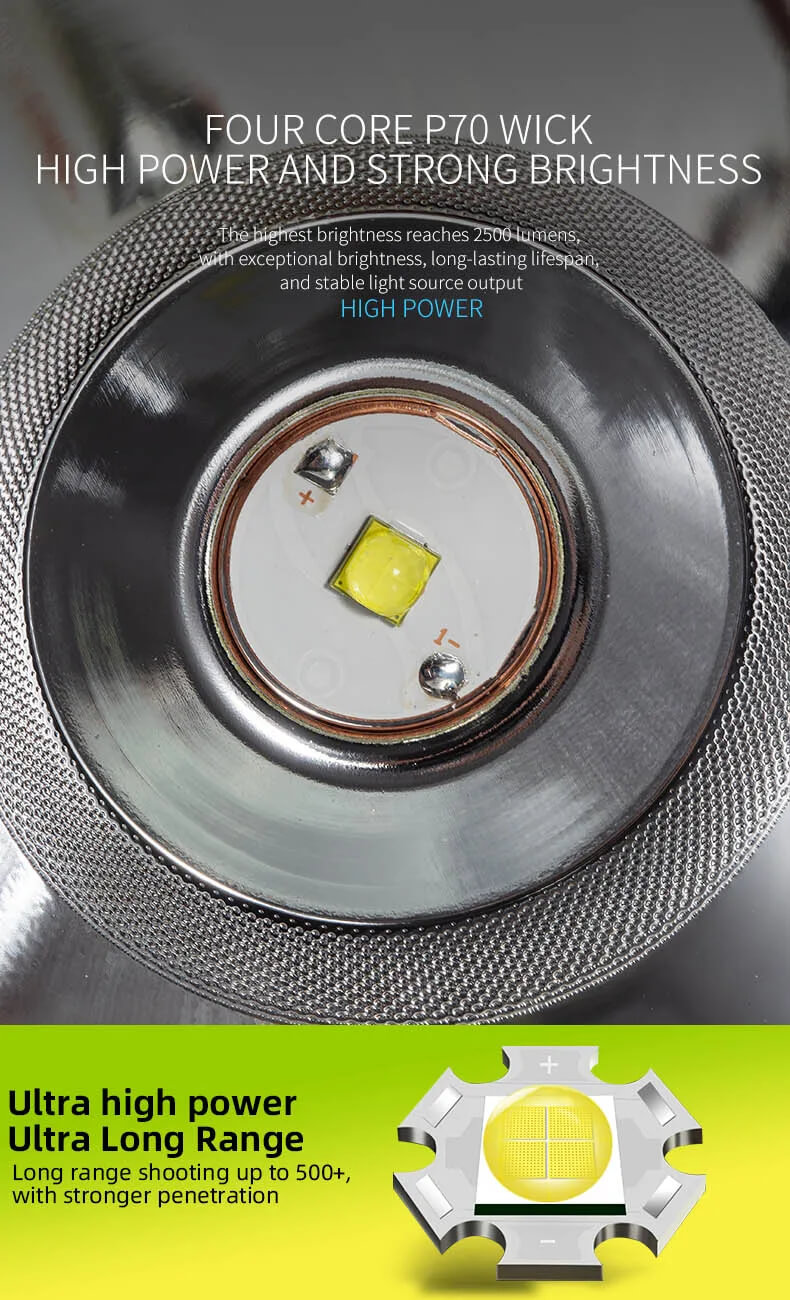 Lampe de poche LED solaire professionnelle P70 – Modèle W5191