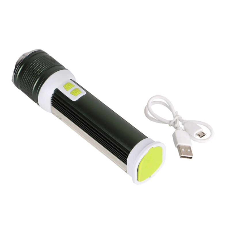 Power Bank Lampe De Poche Avec Feu Latéral Usb Zoom Rotatif