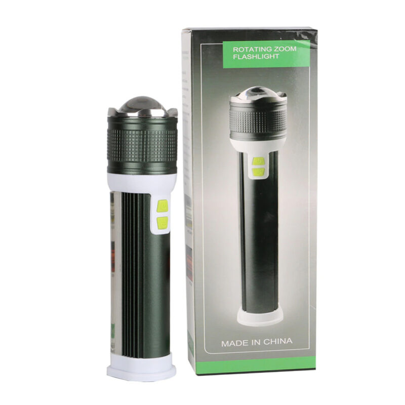 Power Bank Lampe De Poche Avec Feu Latéral Usb Zoom Rotatif