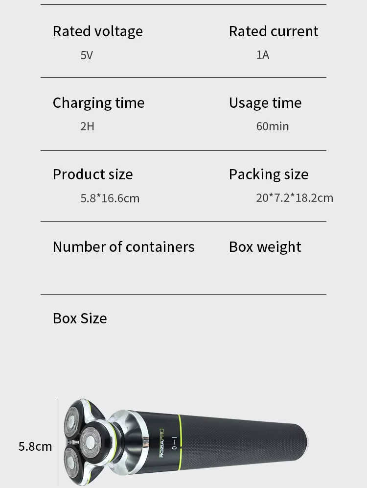 ROZIAPRO HT9533 - HT9532W Rasoir Électrique 5-en-1 pour Homme – Tondeuse Rotative Rechargeable, Étanche, Affichage LED, Accessoires Multifonction