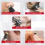 ROZIAPRO HT9533 - HT9532W Rasoir Électrique 5-en-1 pour Homme – Tondeuse Rotative Rechargeable, Étanche, Affichage LED, Accessoires Multifonction
