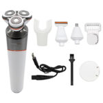 ROZIAPRO HT9533 - HT9532W Rasoir Électrique 5-en-1 pour Homme – Tondeuse Rotative Rechargeable, Étanche, Affichage LED, Accessoires Multifonction