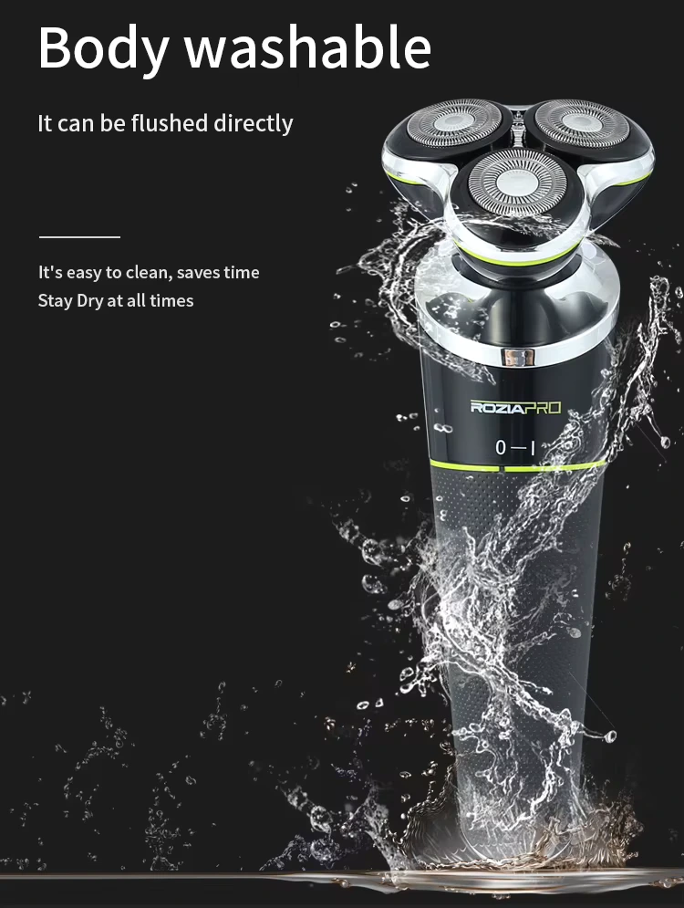 ROZIAPRO HT9533 - HT9532W Rasoir Électrique 5-en-1 pour Homme – Tondeuse Rotative Rechargeable, Étanche, Affichage LED, Accessoires Multifonction