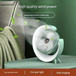 Ventilateur de table portable avec lampe G décorative à LED USB
