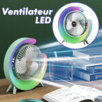 Ventilateur de table portable avec lampe G décorative à LED USB