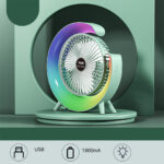 Ventilateur de table portable avec lampe G décorative à LED USB