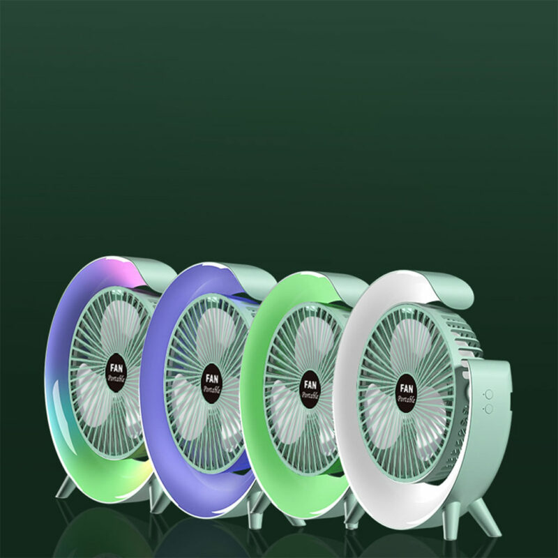Ventilateur de table portable avec lampe G décorative à LED USB