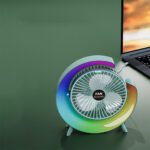 Ventilateur de table portable avec lampe G décorative à LED USB
