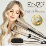 ENZO EN‑3885 – Pack coiffure 3 en 1 : lisseur, brosse & boucleur - gris