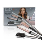 ENZO EN‑3885 – Pack coiffure 3 en 1 : lisseur, brosse & boucleur - gris
