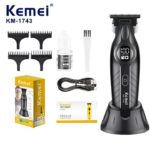Kemei KM‑1743 – Tondeuse Professionnelle USB Ultra‑Précise afficheur lcd