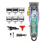 Kemei KM‑2706PG – Tondeuse Rechargeable Transparent Professionnelle