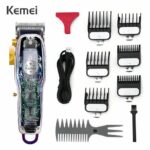 Kemei KM‑2706PG – Tondeuse Rechargeable Transparent Professionnelle