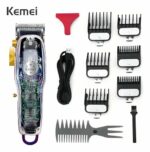 Kemei KM‑2706PG – Tondeuse Rechargeable Transparent Professionnelle