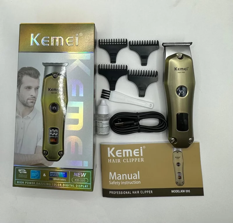 Kemei KM‑595 – Tondeuse Pro 3 W & 600 mAh – LCD