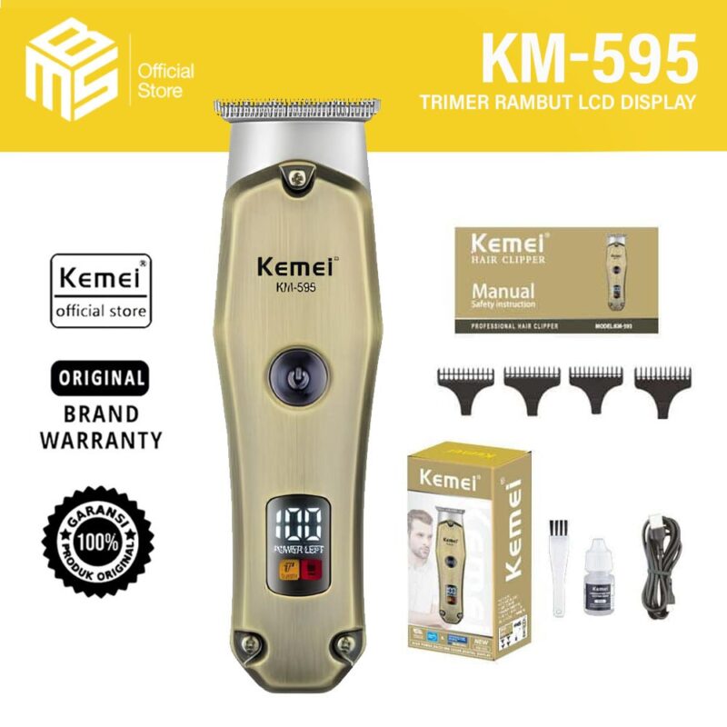 Kemei KM‑595 – Tondeuse Pro 3 W & 600 mAh – LCD