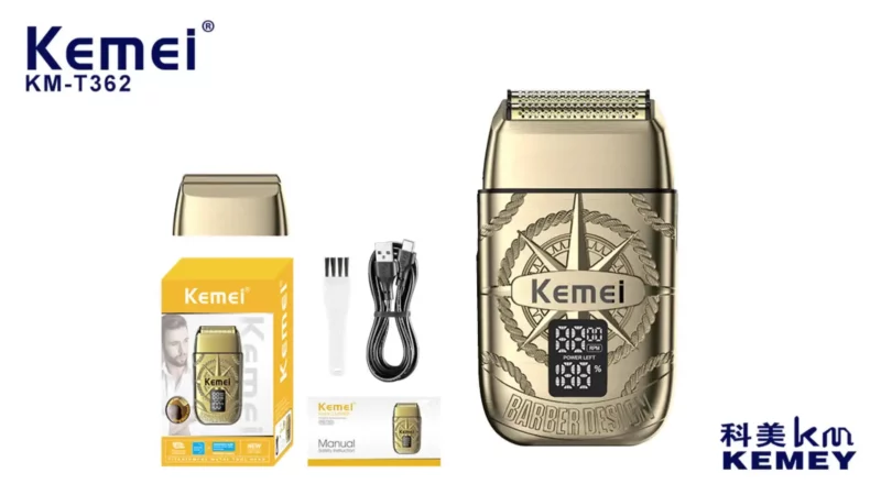Kemei KM-T362 Rasoir électrique pour homme doré gold - afficheur lcd