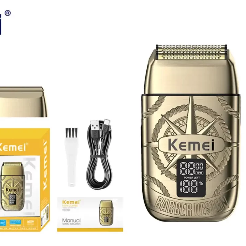 Kemei KM-T362 Rasoir électrique pour homme doré gold - afficheur lcd