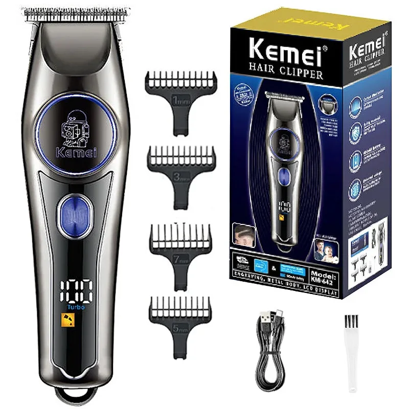 Kemei KM-642 professionnel pour hommes - LCD - ABS + lame en acier au carbone
