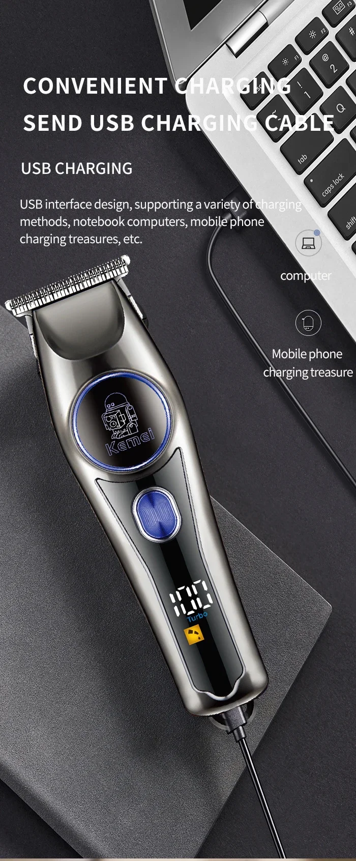 Kemei KM-642 professionnel pour hommes - LCD - ABS + lame en acier au carbone Kemei KM-642 professionnel pour hommes - LCD - ABS + lame en acier au carbone - - Boutique Algérie