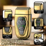 kemei t-360 rasoir électrique avec écran d'affichage LED - doré gold