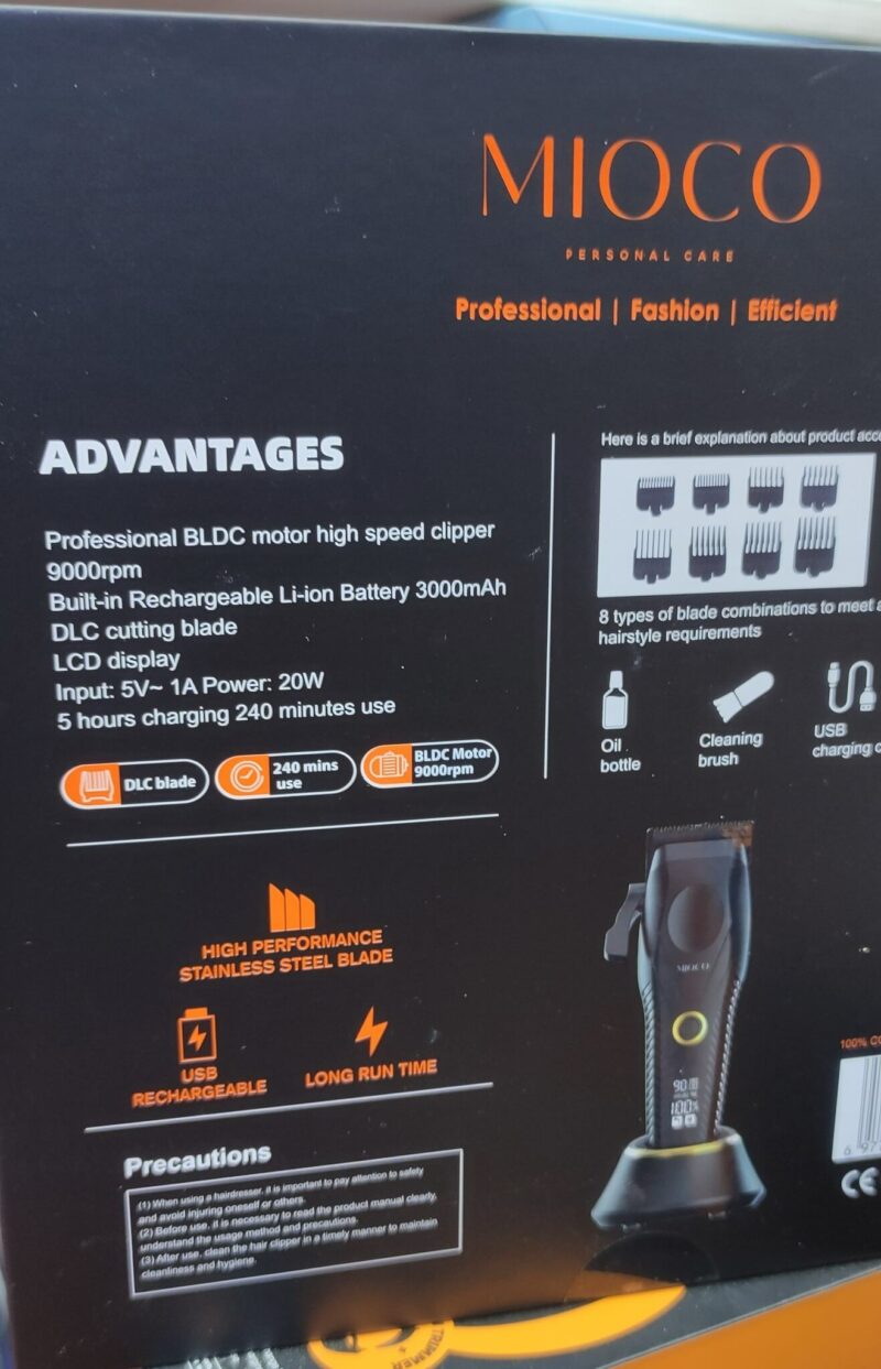 MIOCO RS9618 – Tondeuse Pro – 9 000 tr/min & Écran LCD