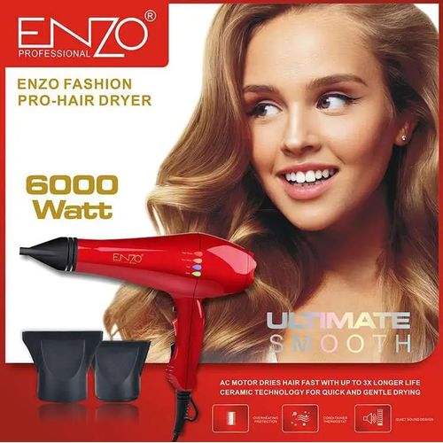 ENZO EN‑8860R – Sèche‑Cheveux Pro 6000 W Ultra‑Puissant rouge