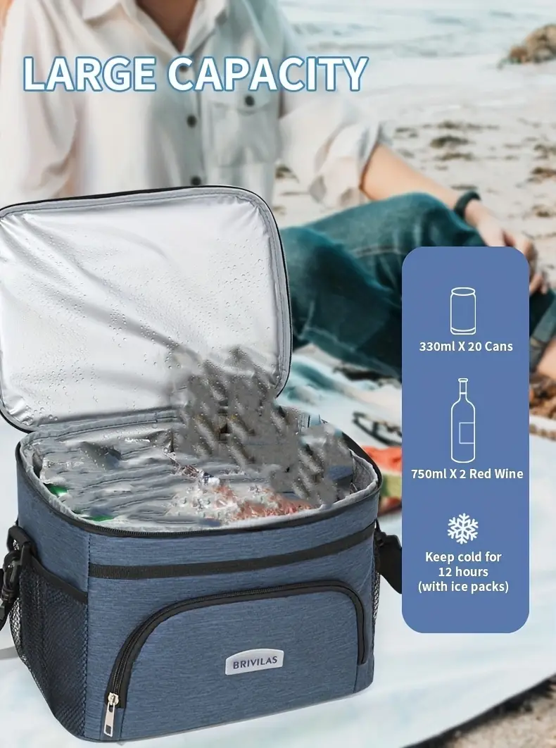 Sac à Lunch pique-nique Brivilas Double Couche – Grande Capacité Isotherme & Compacte - grand model