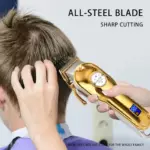 Kemei km-1986 -Tondeuse à cheveux professionnelle pour hommes, rasoir électrique sans fil, avec écran LCD, USB